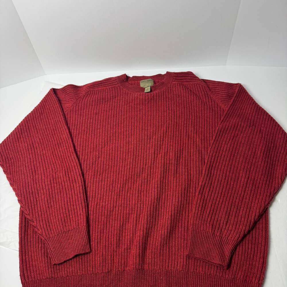 Scott Barber Red 100% Merino Wool Ribbed Knit Sweater M